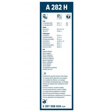 VW Golf 6 Bosch Arka Silecek 28cm 5K1 2009-2012 Rear A282H
