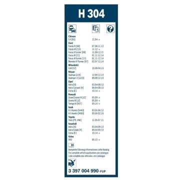 Mitsubishi Colt Bosch Arka Silecek 30cm 2009-2013 Rear H304