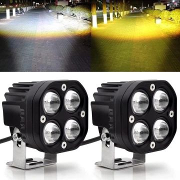 3'' Beyaz Sarı Led Spot Off Road, Motosiklet Sis Farı Çalışma Lambası 12-24V