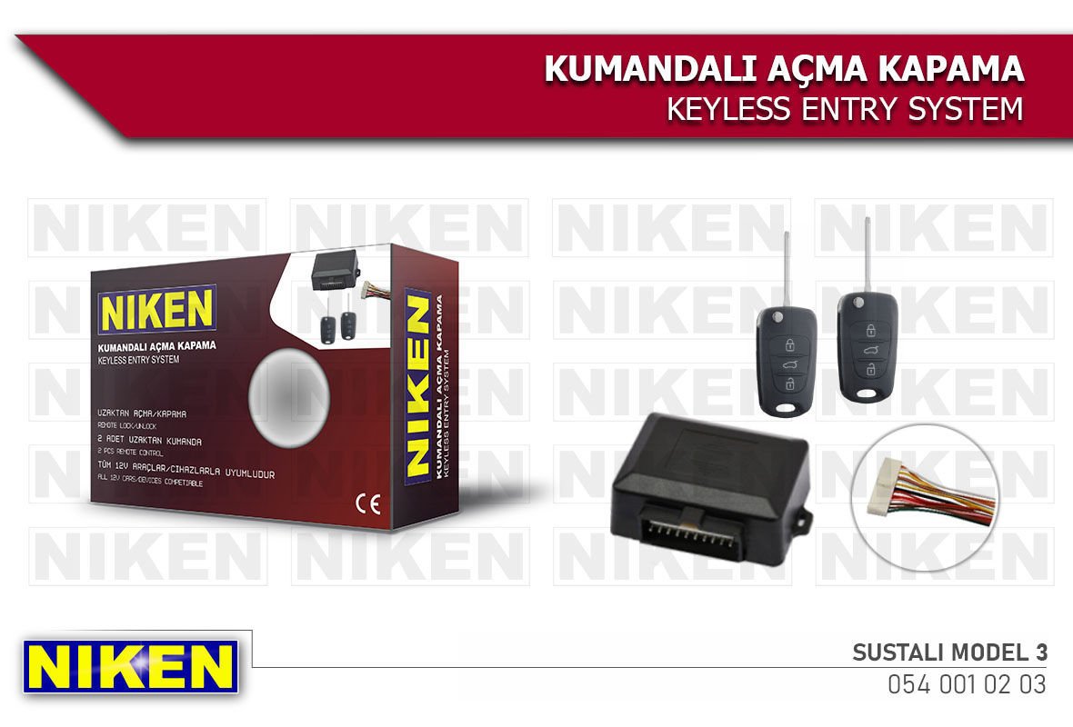 Niken Uzaktan Kumandalı Merkezi Kilit İçin Açma Kapama Seti 12V (Sustalı Model 3)