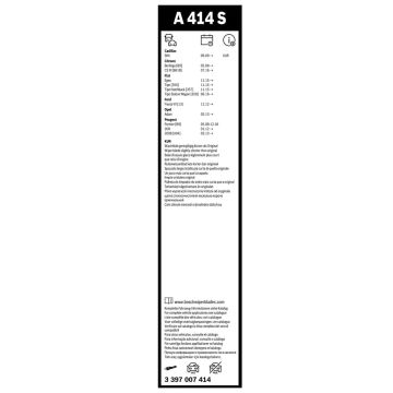 Bosch Peugeot 208 Silecek Takımı Aerotwin 2012-2016 A414S