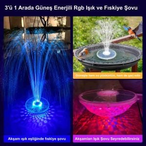 Solar RGB Led Işıklı Fıskiye Ct508