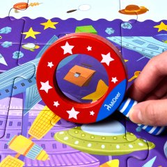 Mideer Detective In Space Puzzle -Uzayda Dedektif-Büyüteçli Arama Oyunu