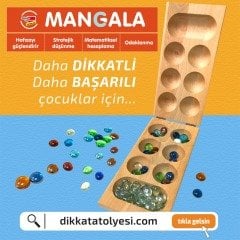 Cam Taşlı Doğal Ahşap Orjinal Mangala Oyunu