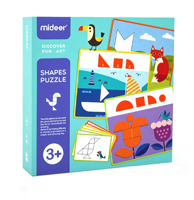 Shapes Puzzle Aktivite Kartları ile Mideer Şekiller Yapboz Oyunu