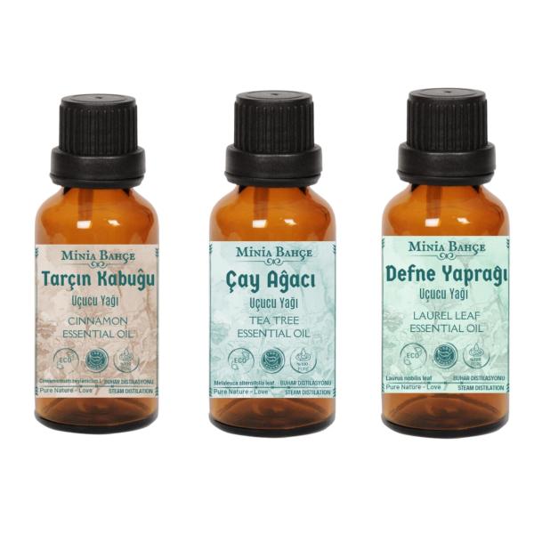 Tarçın Yağı 10ml - Çay Ağacı Yağı 10 ml- Defne YaprağıYağı 10ml