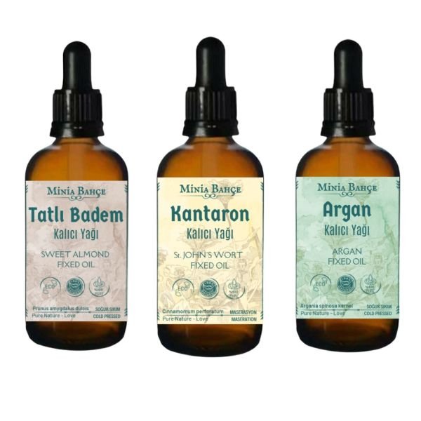 Tatlı Badem Yağı (30ml) - Kantaron Yağı (30ml)- Argan Yağı (30 ml)