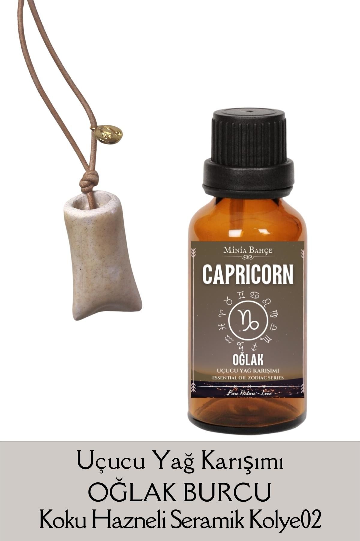 Oğlak Burcu - Capricorn, Uçucu Yağ Karışımı, 10ml & Koku Hazneli Kolye02