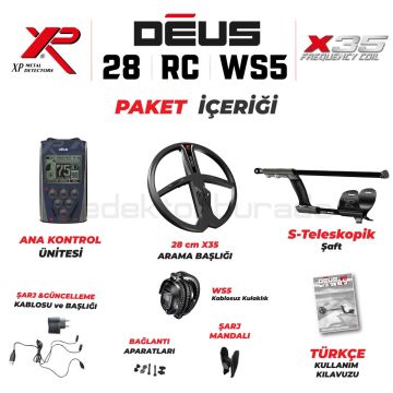 Deus Dedektör - 28cm X35 Başlık, WS5 Kulaklık, Ana Kontrol Ünitesi