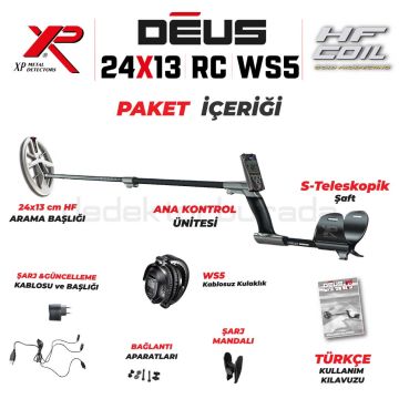Deus Dedektör - 24x13cm HF Elips Başlık, Ana Kontrol Ünitesi,Ws5 Kulaklık