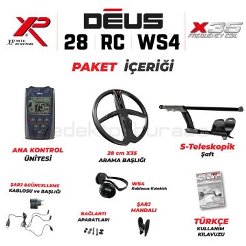 Deus Dedektör - 28cm X35 Başlık, WS4 Kulaklık, Ana Kontrol Ünitesi