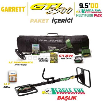 GTI 2500 Define Dedektörü Treasure Hound Eagle Eye Depth Multiplier Paket (9,5 inch ve EagleEye Başlık)