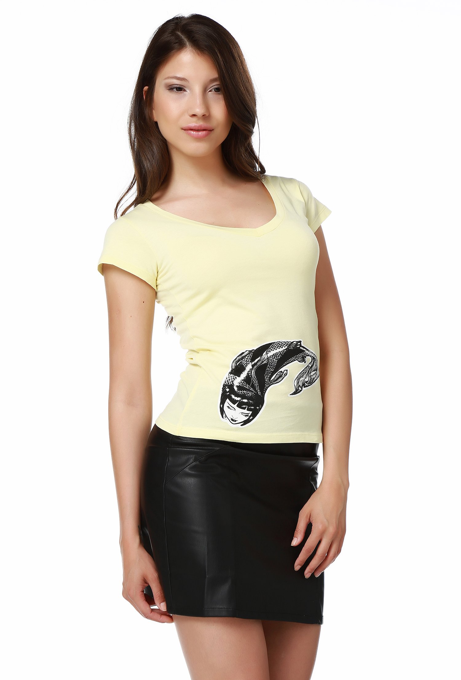 Frauen-T-Shirt mit tiefem V-Ausschnitt