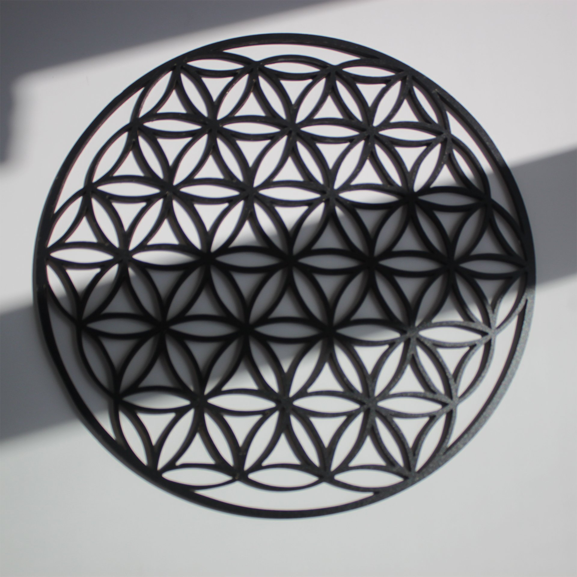 Blume des Lebens Design Wanddekoration 30 CM - SCHWARZ - Holz