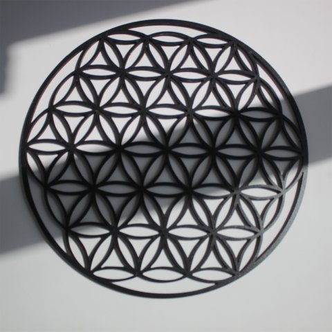 Blume des Lebens Design Wanddekoration 30 CM - SCHWARZ - Holz