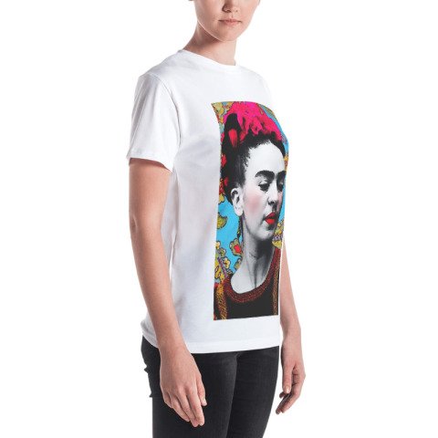 Frida Kahlo Baskılı Bisiklet Yaka Baskılı Tişört