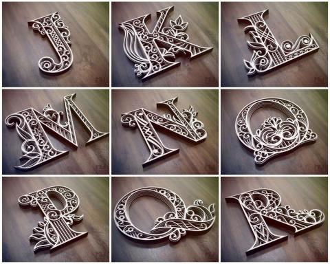 Design Letters Calligraphy Wood Cut Symbols and Letters