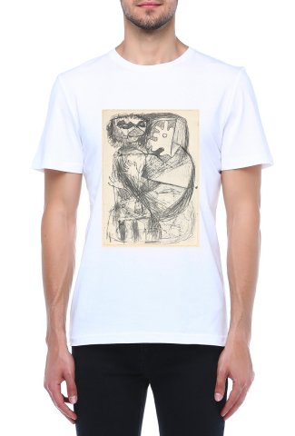 Paul Klee Baskılı Bisiklet Yaka Baskılı Tişört