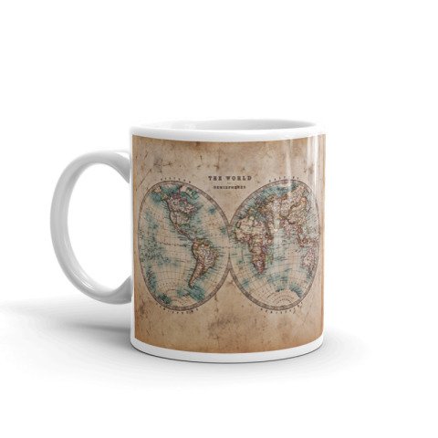 Dünya Haritası Baskılı Tasarım Kupa