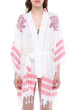 Doğal Baskılı Bambu Kimono