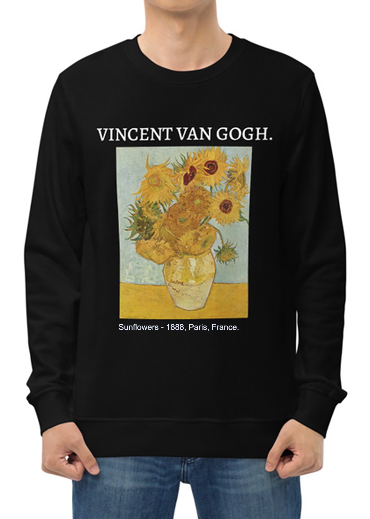 Sunflowers Baskılı Bisiklet Yaka Baskılı Unisex Sweatshirt