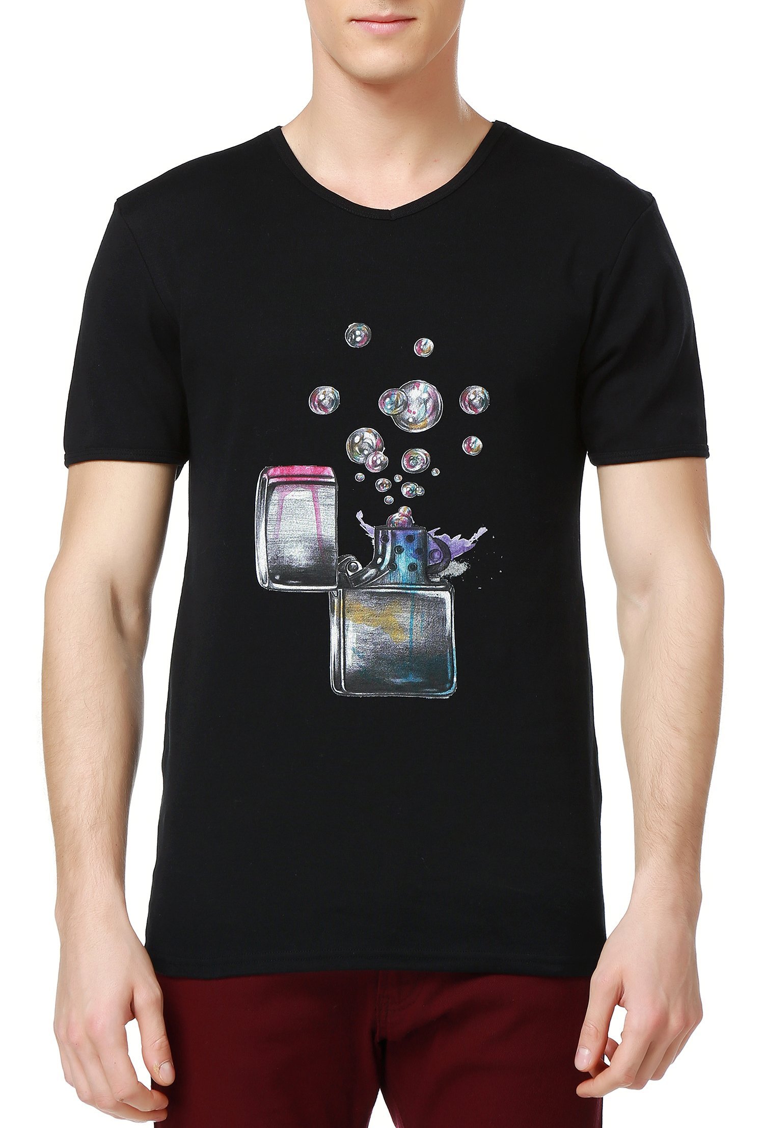 Herren-T-Shirt mit V-Ausschnitt