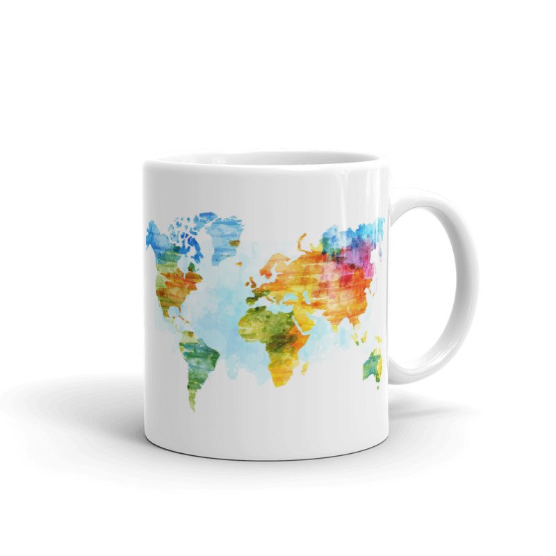 Renkli Dünya Haritası Tasarım Kupa