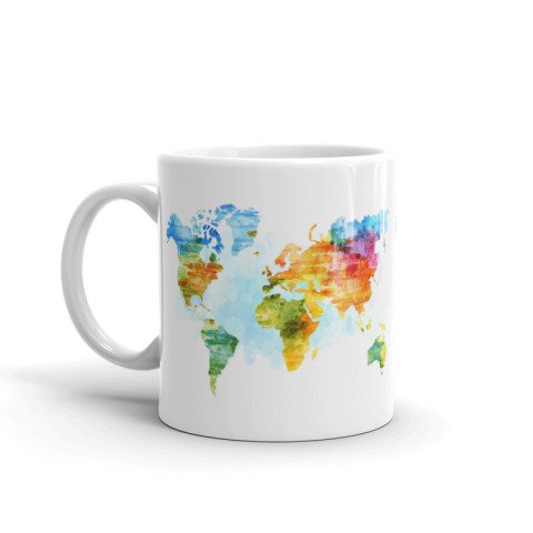 Renkli Dünya Haritası Tasarım Kupa
