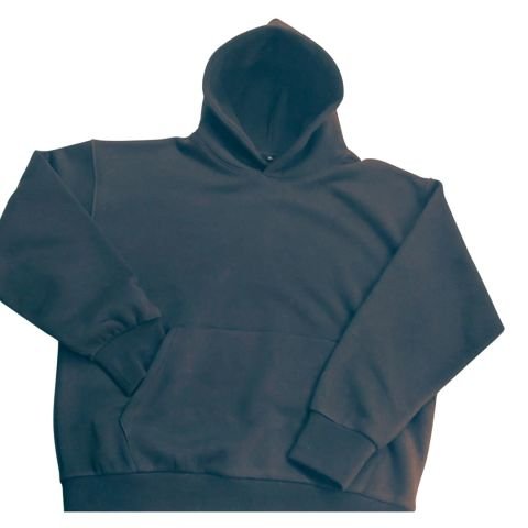 Mumu Siyah Oversized Kapüşonlu Basic Unisex Sweatshirt
