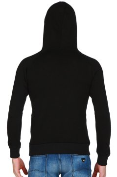 Siyah Kapşonlu Erkek Sweatshirt