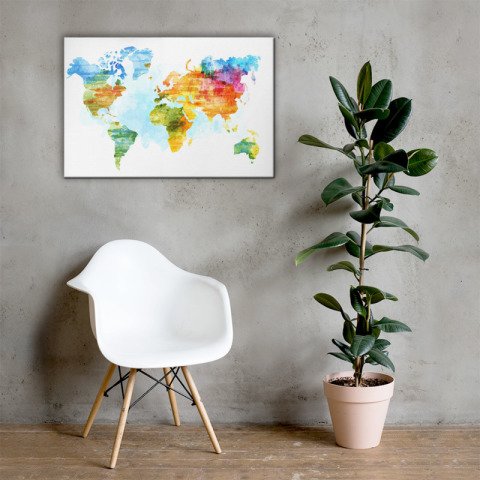 Renkli Tasarım Dünya Haritası Kanvas Tablo