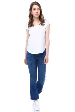 White Wide Crew Neck Tshirt
