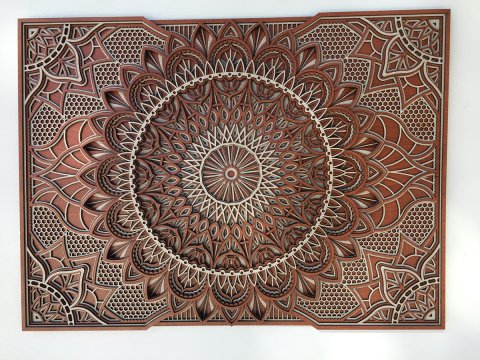 Mandala Wall Decor Rectangle Brown