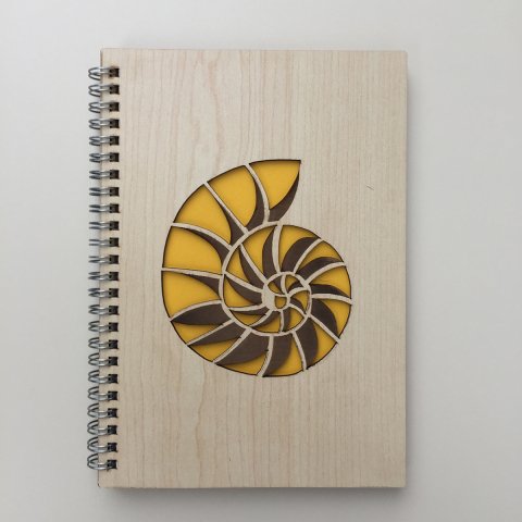 Design Notizbuch Block Note Schnecke Holzeinband