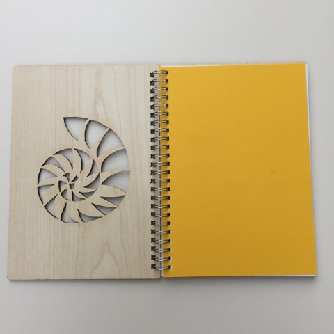 Design Notizbuch Block Note Schnecke Holzeinband