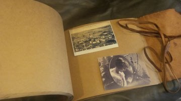 Handgefertigter Notizblock und Fotoalbum mit Lederüberzug