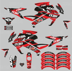 Bajaj Pulsar 200 NS Red Flou Design Sticker Set Kırmızı Siyah