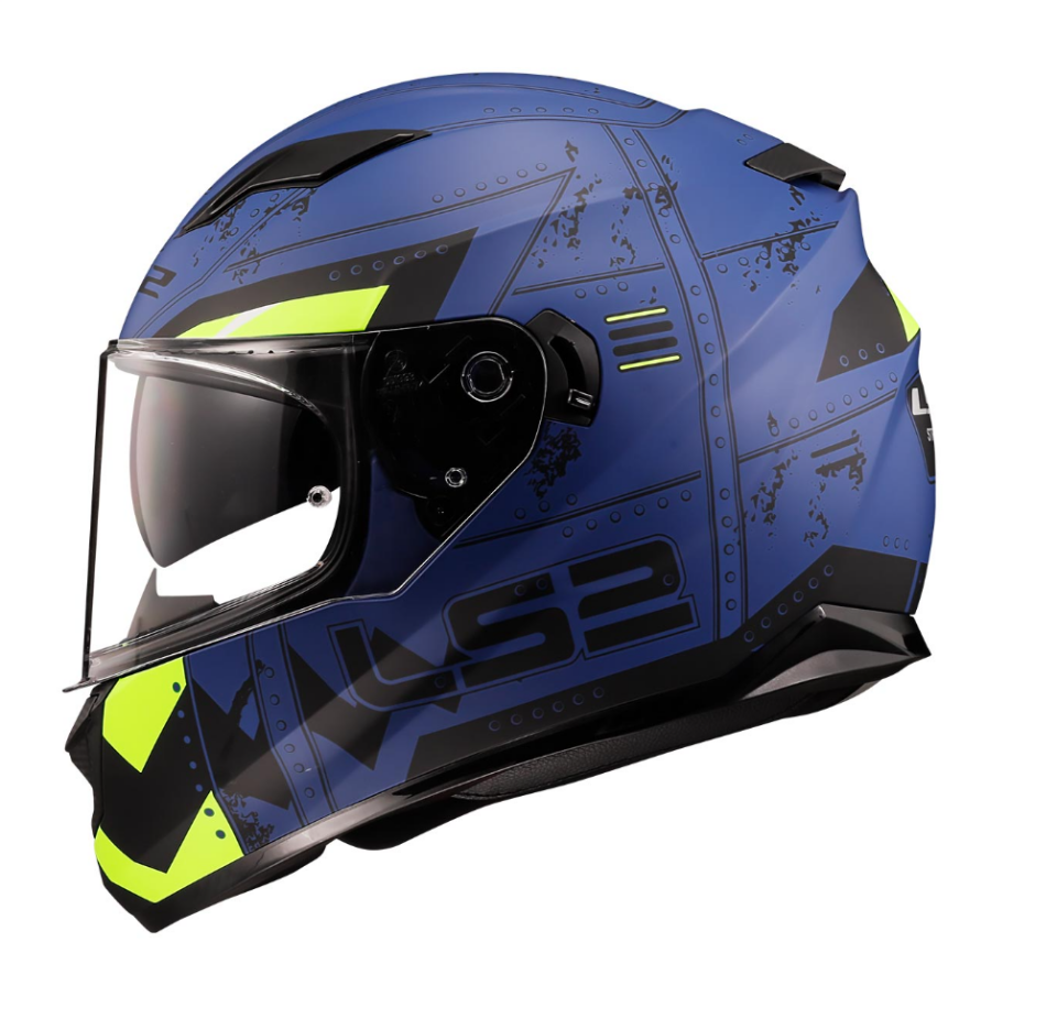 LS2 Stream Evo Max Mat Mavi-Sarı Motosiklet Kaskı (Gözlük Kanallı)