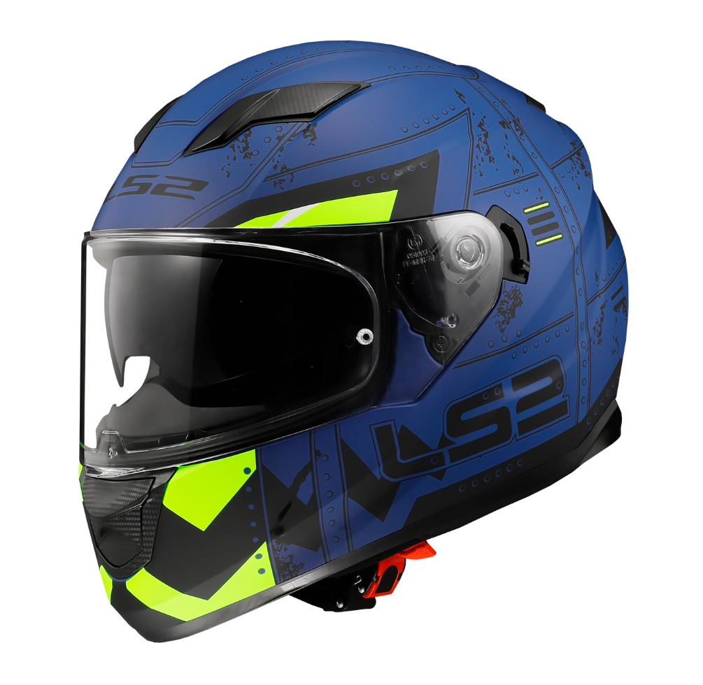 LS2 Stream Evo Max Mat Mavi-Sarı Motosiklet Kaskı (Gözlük Kanallı)