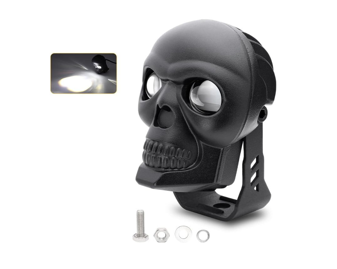 Motosiklet Led Sis Lambası Skull 3 Modlu Siyah