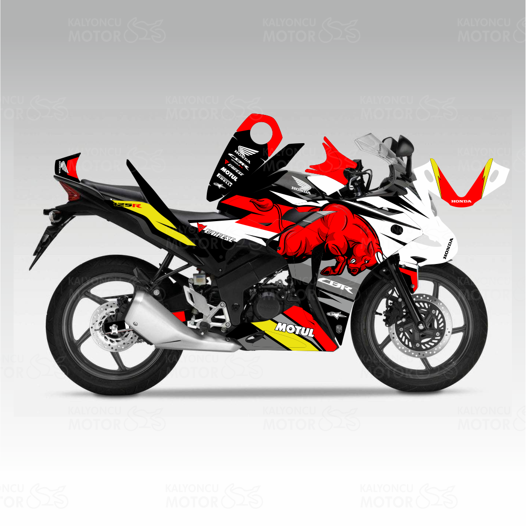 Honda CBR 125 R Bull Design Siyah Sticker Set