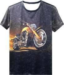 Chopper Motosiklet Erkek T-Shirt Füme