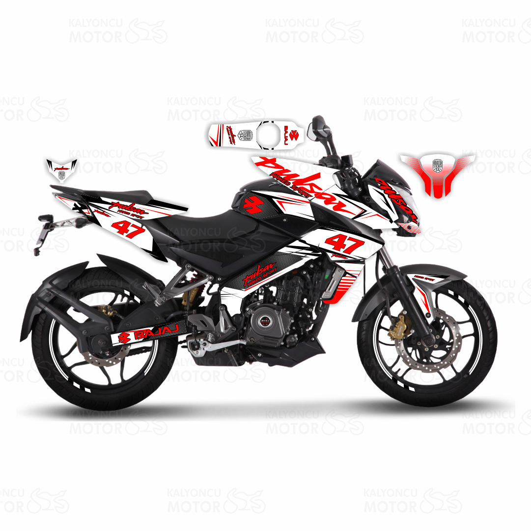 Bajaj Pulsar 200 NS Naked Sport White Design Sticker Set No:47