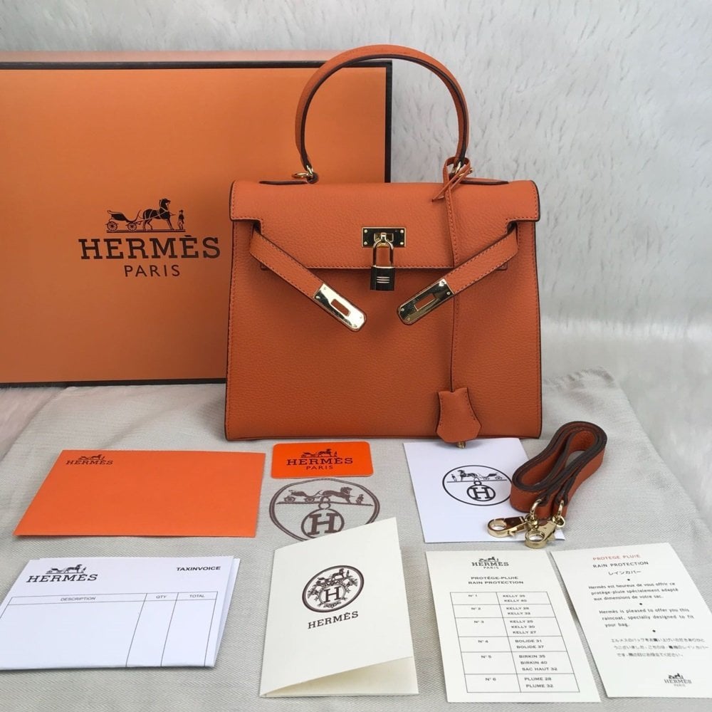 HERMES KELLY 25 LİK  BAG %100 HAKİKİ DERİ TURUNCU