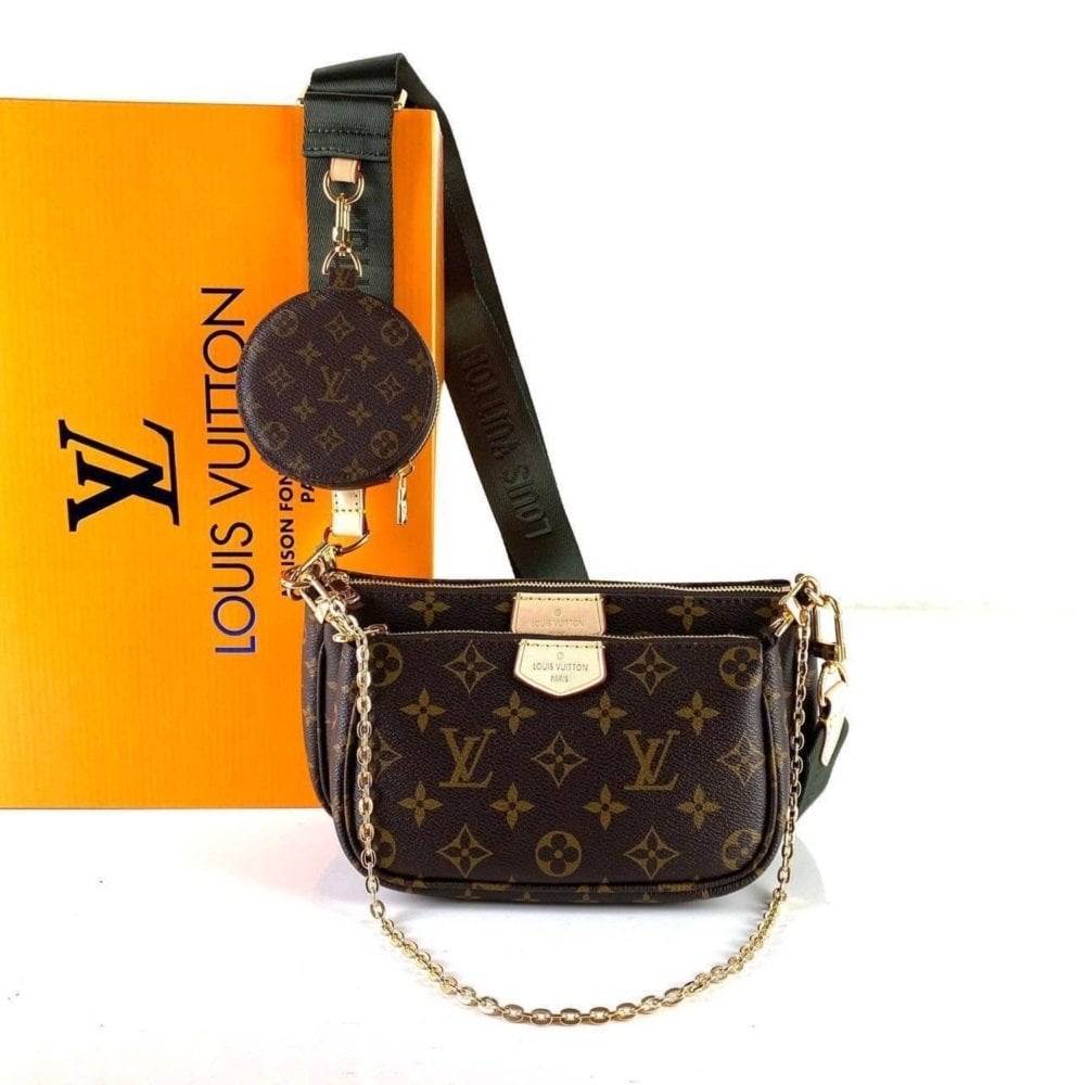 LOUİS VUİTTON MULTİ POCHETTE ACCESSOİRES %100 HAKIKI DERI MONOGRAM CANVAS HAKİ YEŞİL SAP