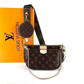 LOUİS VUİTTON MULTİ POCHETTE ACCESSOİRES %100 HAKIKI DERI MONOGRAM CANVAS HAKİ YEŞİL SAP