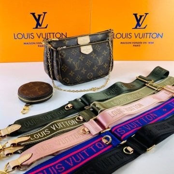 LOUİS VUİTTON MULTİ POCHETTE ACCESSOİRES %100 HAKIKI DERI MONOGRAM CANVAS PUDRA SAP
