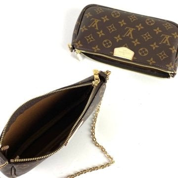 LOUİS VUİTTON MULTİ POCHETTE ACCESSOİRES %100 HAKIKI DERI MONOGRAM CANVAS PUDRA SAP