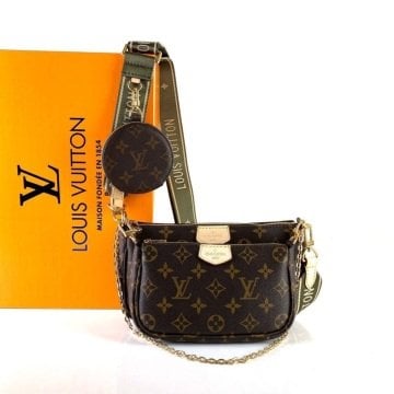 LOUİS VUİTTON MULTİ POCHETTE ACCESSOİRES %100 HAKIKI DERI MONOGRAM CANVAS YEŞİL SAP