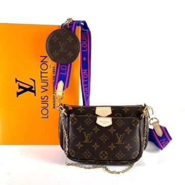 LOUİS VUİTTON MULTİ POCHETTE ACCESSOİRES %100 HAKIKI DERI MONOGRAM CANVAS MOR SAP